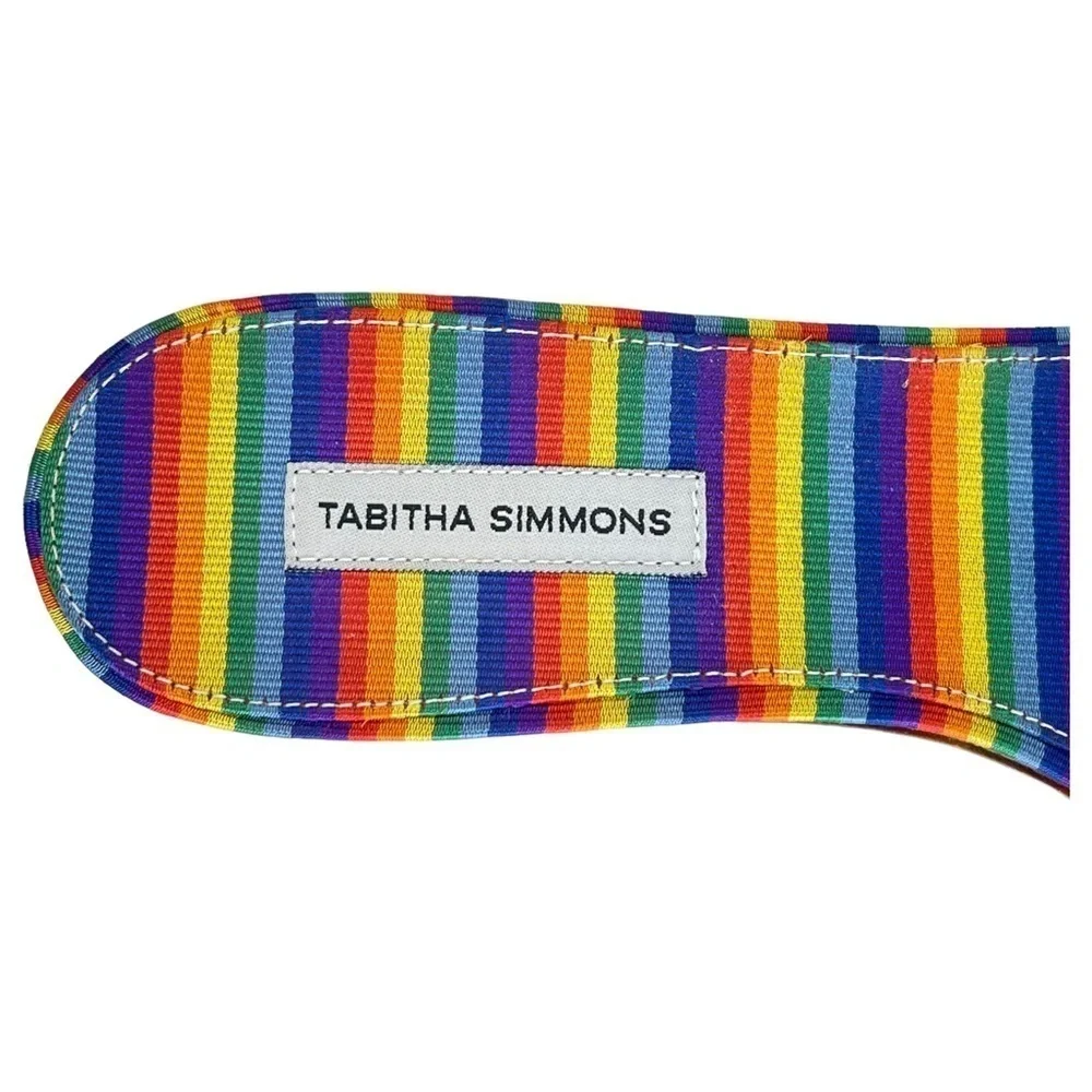 Tabitha Simmons Womens Slide Sandals EU 36 US 6 Sprinkles Rainbow Stripe Silk - Picture 7 of 13